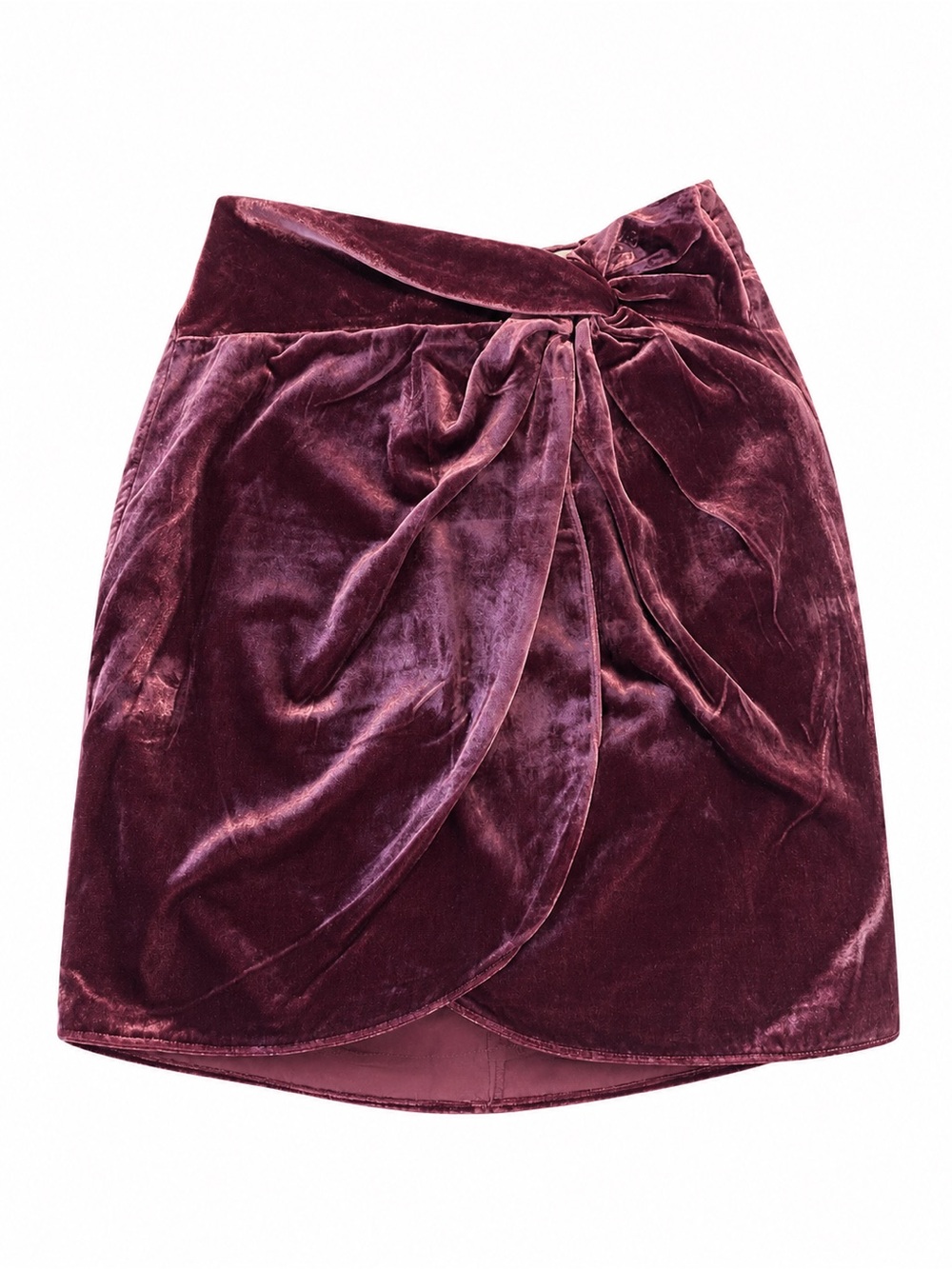 LOFT Skirt Mini Velvet Mauve Size 8 Tall Faux Wrap Ruched NWT A-Line Cocktail